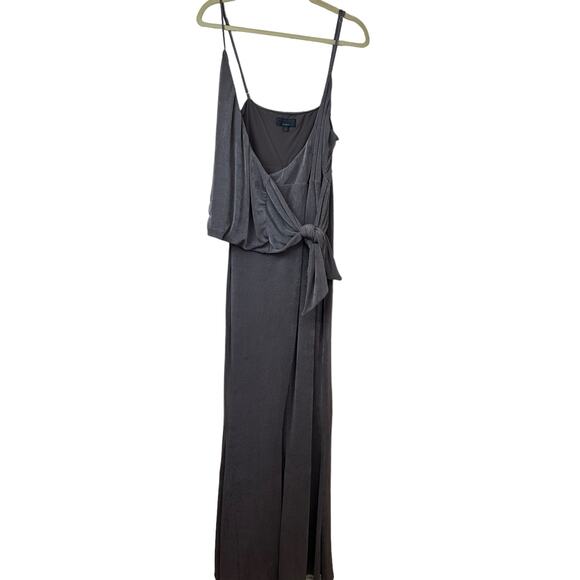 Michael Costello X Revolve Brown Taupe Sleeveless Jersey Faux Wrap Jumpsuit XL - Picture 1 of 7